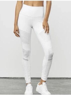 Alo yoga white moto leggings size M